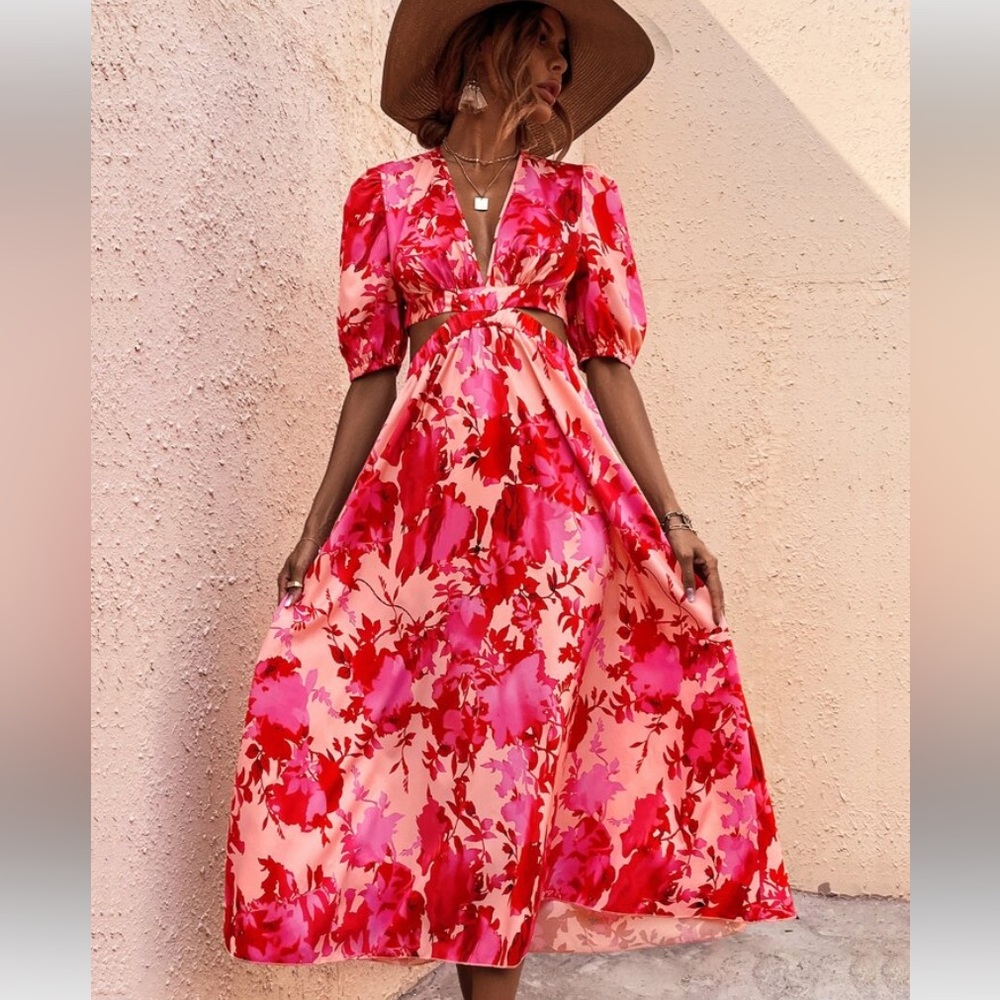 Floral cut out dress